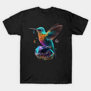 Psychedelic Hummingbird and Space Crystals T-Shirt